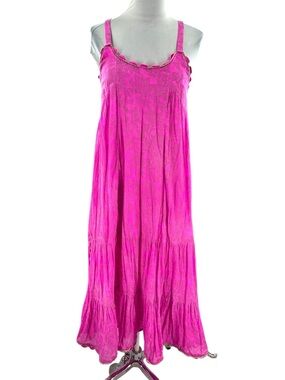Juliet Dunn hot pink and gold scalloped maxi dress